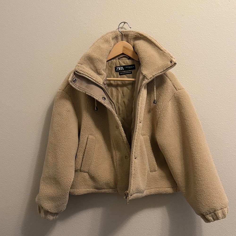 NWOT Zara Cropped Teddy Jacket - Picture 3 of 6
